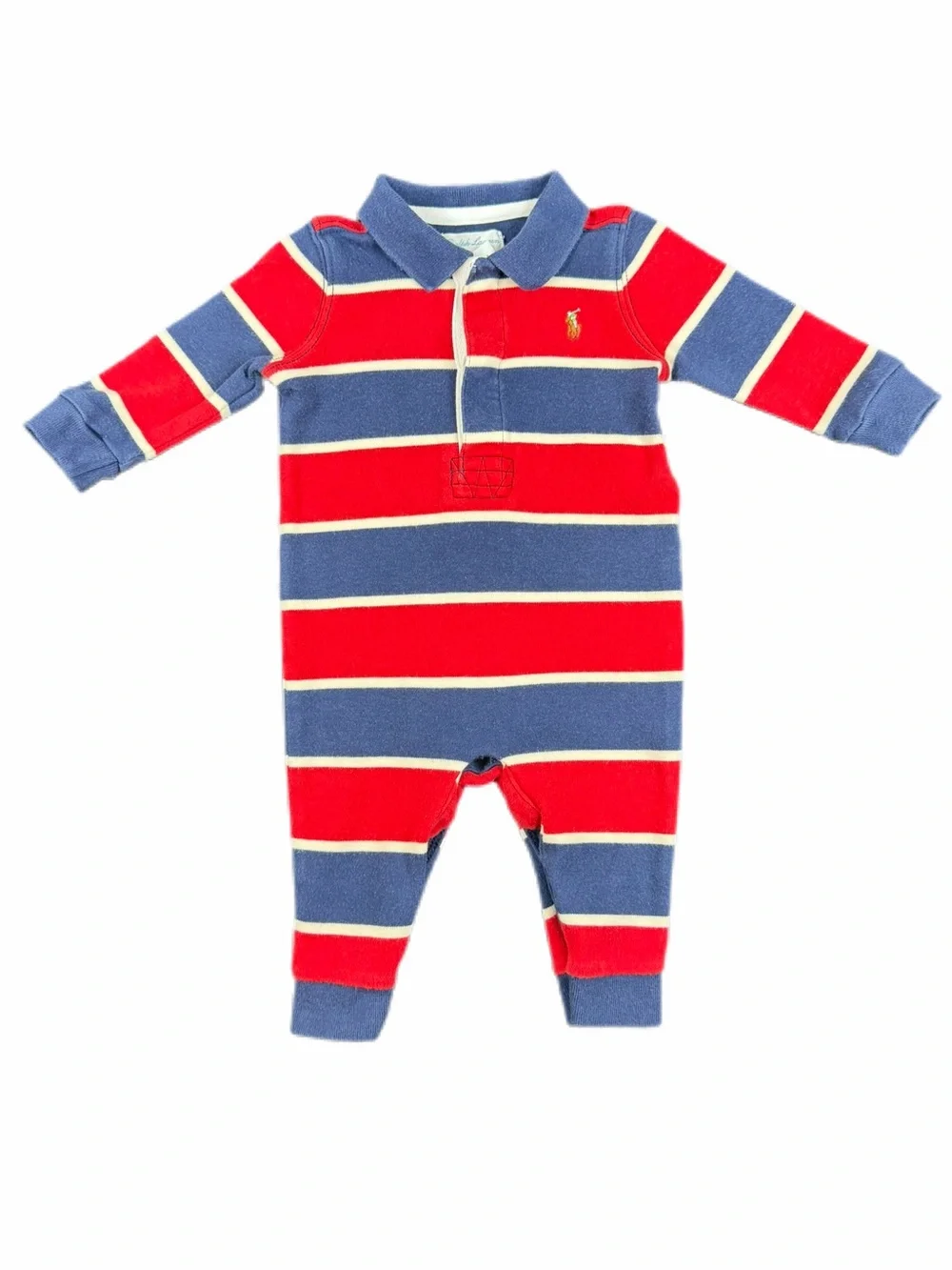 RALPH LAUREN Baby Boy Rugby Stripe Coverall - 6M